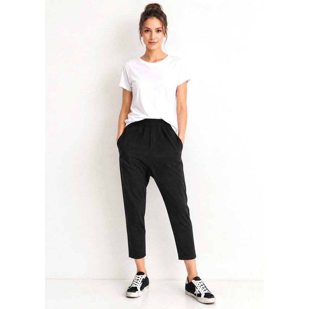 Nili Lotan 2 Wool Paris Pant $495 Drawstring Elastic Waist Slouchy Jet Black NWT